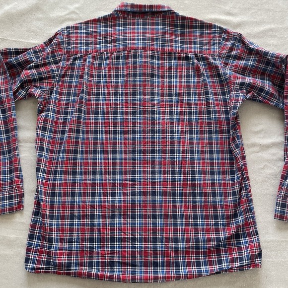 Carhartt Men Button Down Shirt Red/Blue Plaid Cotton Long Large Grunge Cabin Dad - Picture 7 of 7